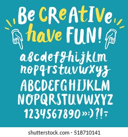 Hand drawn brush ink vector ABC upper and lower case letters set. Doodle comic font for your design.
