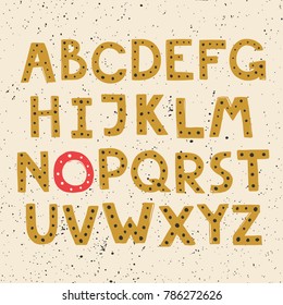 Hand drawn brush ink vector ABC upper case letters set. Doodle comic font for your design.