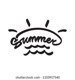 Hand drawn brush lettering composition of Summer.