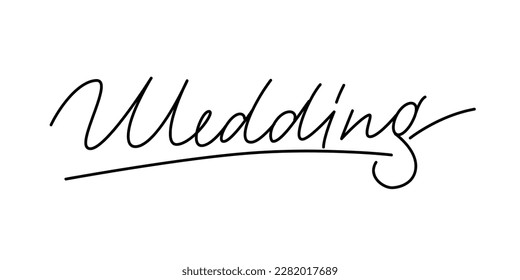 Hand Drawn Brush Lettering. Ink writing in modern calligraphy style. Save the date. Wavy calligraphy spelling with flourish for decoration of the wedding invitation Vector illustration.