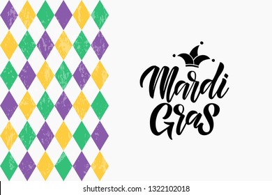 Hand drawn brush lettering. Traditional carnival Mardi Gras. Element for banner, poster, flyer, greeting card. Vector illustration