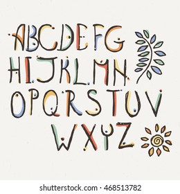 Hand drawn brush letters set. Charcoal symbols. Doodle font for design.