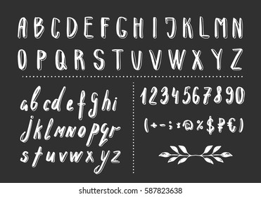 Hand drawn brush letters. Vector font. Isolated.