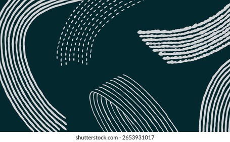 Linha de pincel desenhada à mão abstrato curvas listras com peso diferente e padrão de textura, Japonês e étnico imperfeito mão pintura fundo, gráfico simples para têxtil, tapete