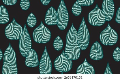 Hand drawn brush lines abstract foliages seamless pattern, Japanese and ethnic handcrafted texture background, simple graphic for textile, carpet