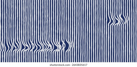 Linhas de pincel desenhadas à mão abstrato livremente tecido padrão de fio em branco e azul, estilo japonês criativo listras fundo em branco e azul, gráfico simples para têxtil, tapete
