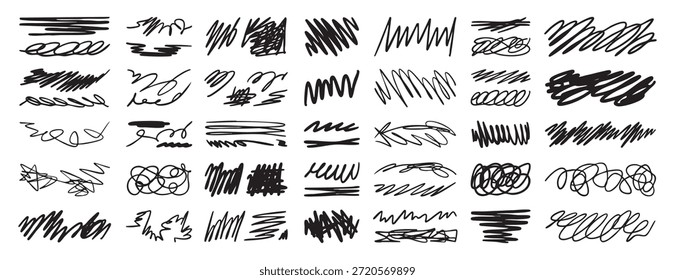 Linhas de pincel desenhadas à mão e traçados de conjunto de linhas de vetor Ilustração de vetor