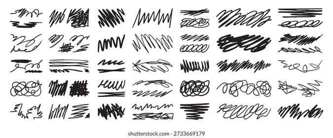 Dibujado a mano líneas de pincel y trazos línea de Vector conjunto Ilustración vectorial