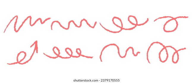 Hand drawn brush marker line stroke underline. Sketch Line stroke. Highlight underline, arrow and strike through. Pen line template. Vector illustration isolated on white background.
