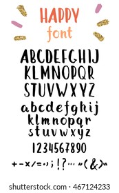 Hand drawn brush painted font. Hand made ink alphabet, creative modern letters for your design.