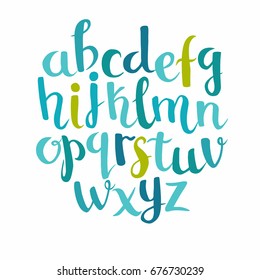 Hand drawn brush painted letters. Modern abc calligraphy. Coloring english letters for you text or logo. Isolated on white background