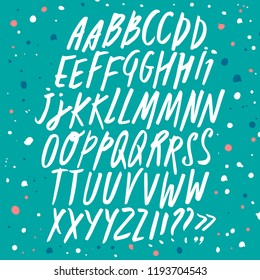 Hand drawn brush pen ABC letters big set. Bright doodle style vector font for your design.