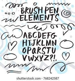 Hand drawn brush pen calligraphy vector ABC letters. Artistic paintbrush font. Beautiful typeface for your design.