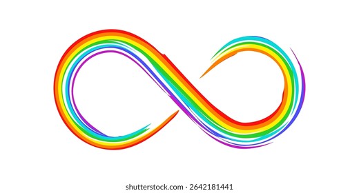 Hand drawn brush rainbow infinity symbol. Vector