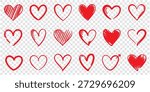 hand drawn brush red heart doodle Valentine