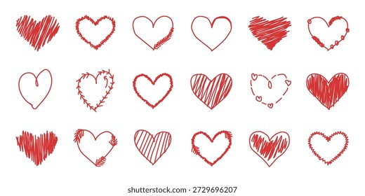 hand drawn brush red heart doodle Valentine's Day.