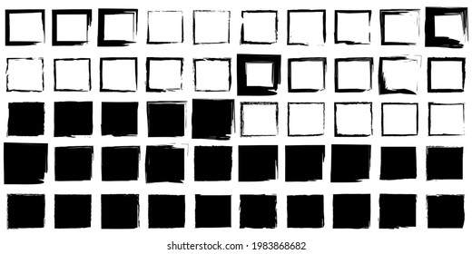 Hand drawn brush squares. Grunge texture background. Ink illustration. Vector illustration. EPS 10.