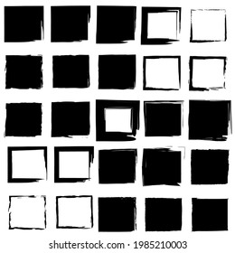 Hand drawn brush squares. Grunge texture background. Ink illustration. Vector illustration. EPS 10.