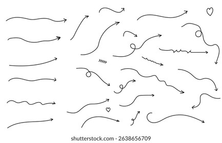 Hand drawn brush stoke. Arrow vector. vector illustration.	