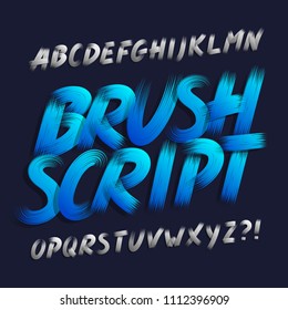 Hand drawn brush stroke alphabet font. Bold capital letters. Stock vector typography.