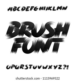 Hand drawn brush stroke alphabet font. Uppercase dirty grunge letters. Isolated on 
white background. Stock vector typeface.
