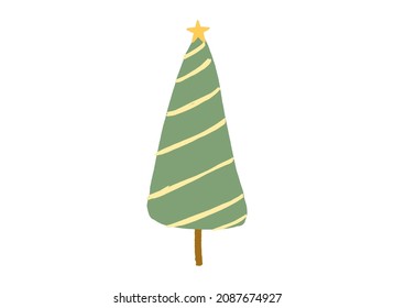 Hand drawn brush stroke Christmas tree with star isolated  on png or transparent  background. Graphic resources for New Year, Birthdays and luxury card. Vector illustration 