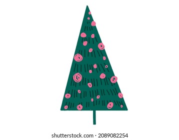 Hand drawn brush stroke Christmas tree with star isolated  on png or transparent  background. Graphic resources for New Year, Birthdays and luxury card. Vector illustration 