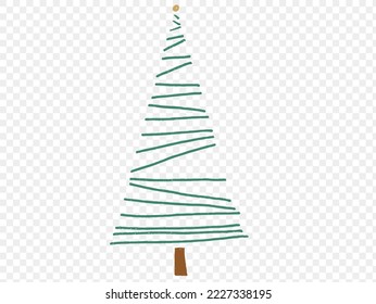 Hand drawn brush stroke Christmas tree with star isolated  on png or transparent  background. Graphic resources for New Year, Birthdays and luxury card. Vector illustration 