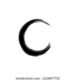 Hand drawn brush stroke circle isolated on white. Vector illustration. Enso zen symbol. Hand painted calligraphy element. Abstract watercolor round shape. Enso symbol, logo element design