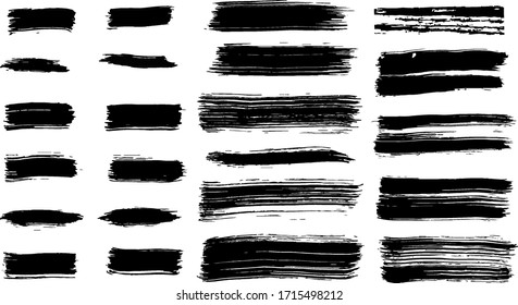 Hand Drawn Brush Stroke Collection . Vector isolated. Group of abstract grunge sketches for design training or graphic art.