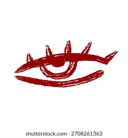 Dibujado a mano Ilustración vectorial de ojos de trazo de pincel. Forma de garabato de carbón rojo