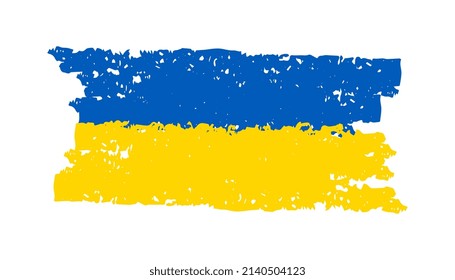 Hand drawn brush stroke flag of Ukraine. Vector illustration