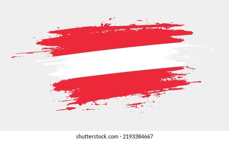 Hand drawn brush stroke flag of Austria. Creative national day hand painted brush illustration on white background