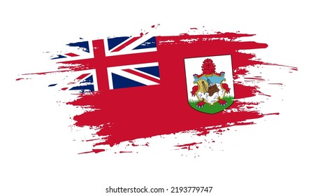 Hand drawn brush stroke flag of Bermuda. Creative national day hand painted brush illustration on white background