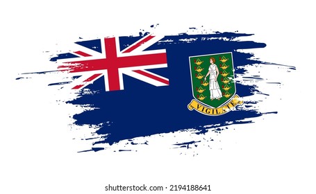Hand drawn brush stroke flag of British Virgin Islands. Creative national day hand painted brush illustration on white background