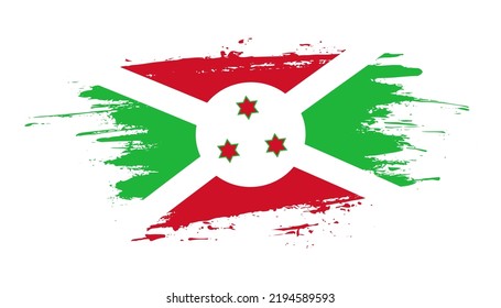 Hand drawn brush stroke flag of Burundi. Creative national day hand painted brush illustration on white background