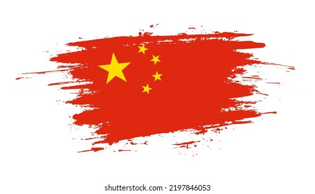 Hand drawn brush stroke flag of China. Creative national day hand painted brush illustration on white background