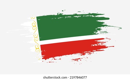 Bandera de pincel dibujado a mano de Chechenia. Ilustración creativa de pincel pintado con la mano del día en el fondo blanco
