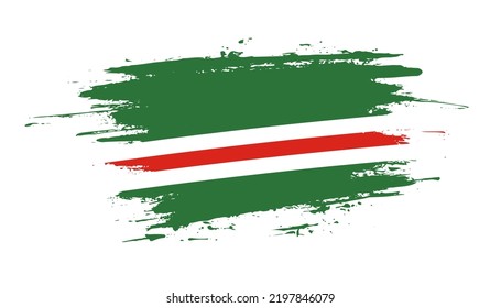 Hand drawn brush stroke flag of Chechen Republic of Ichkeria. Creative national day hand painted brush illustration on white background