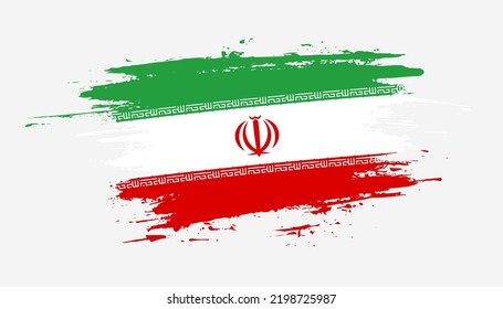 Bandera de trazo de pincel dibujado a mano de Irán. Ilustración creativa de pincel pintado con la mano del día en el fondo blanco