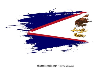 Bandera de pincel dibujado a mano de Samoa Americana. Ilustración creativa de pincel pintado con la mano del día en el fondo blanco