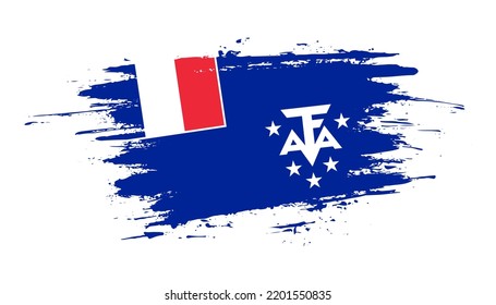 Hand drawn brush stroke flag of French Southern and Antarctic Lands. Creative national day hand painted brush illustration on white background