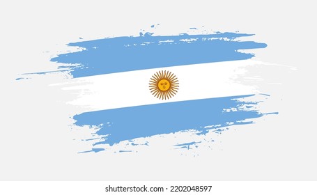 Bandera de pincel dibujado a mano en la Argentina. Ilustración creativa de pincel pintado con la mano del día en el fondo blanco