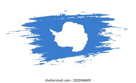 Hand drawn brush stroke flag of Antarctica. Creative national day hand painted brush illustration on white background