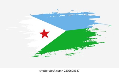 Hand drawn brush stroke flag of Djibouti. Creative national day hand painted brush illustration on white background