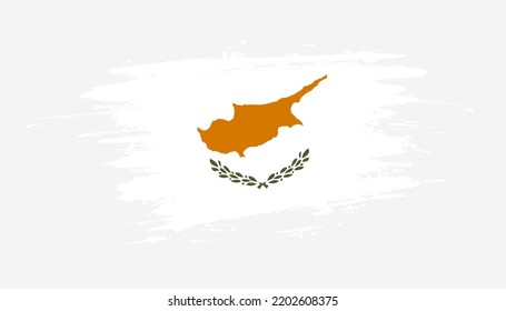 Hand drawn brush stroke flag of Cyprus. Creative national day hand painted brush illustration on white background