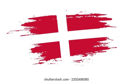 Hand drawn brush stroke flag of Denmark. Creative national day hand painted brush illustration on white background