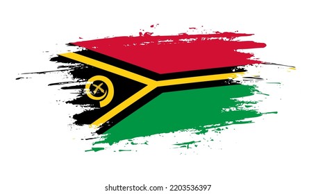 Bandera de un pincel dibujado a mano de Vanuatu. Ilustración creativa de pincel pintado con la mano del día en el fondo blanco