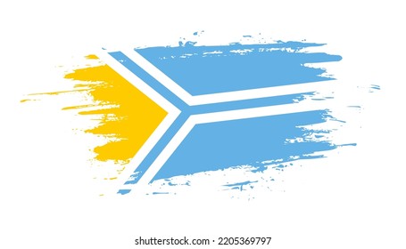 Bandera del trazo del pincel dibujado a mano de Tuva. Ilustración creativa de pincel pintado con la mano del día en el fondo blanco
