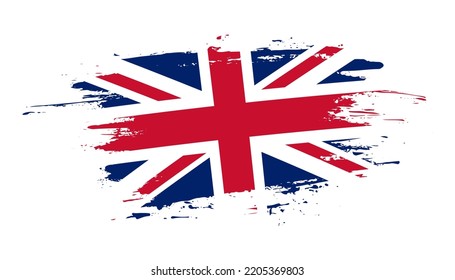 Hand drawn brush stroke flag of United Kingdom. Creative national day hand painted brush illustration on white background